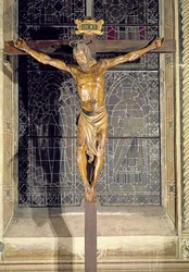 Krucifix, cca 1425 (polychromované dřevo)